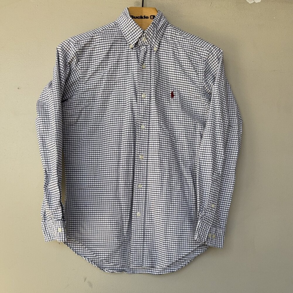 Ralph Lauren Blue Checker Classic Fit Button Down Men's 14 1/2 - 32/33